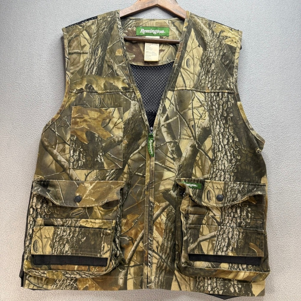 Remington Hunting Vest Mens M Brown Hardwoods Camo Realtree Utility Multi-Pocket
